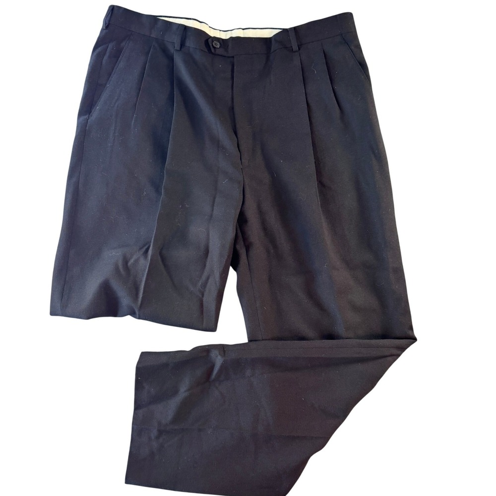 Men's Black Dress Pants - Classic Pleated Trousers